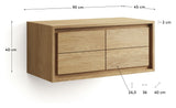 KENTA Bathroom Base, Nature, Teak, 90x45x40