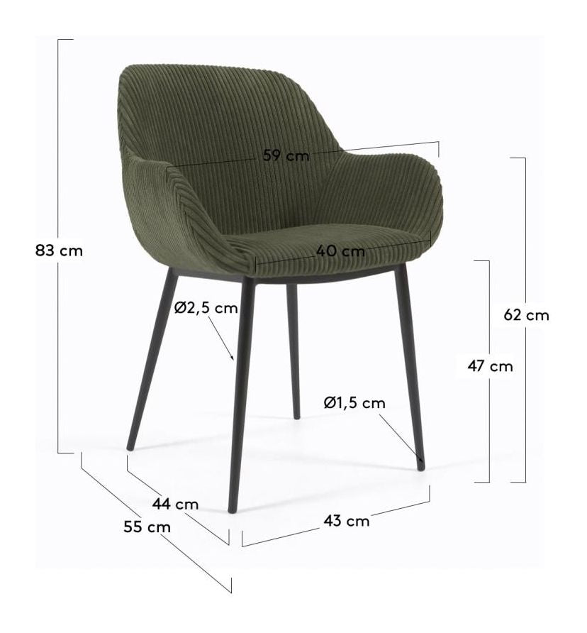 Konna Dining chair, Dark green velvet