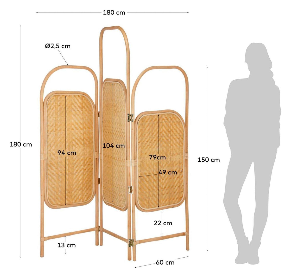 Krysia Room divider, Nature/ Rattan