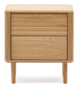 Lenon Bedside table with 2 drawers, Nature, Oak veneer, 50x55