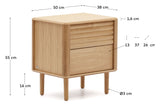 Lenon Bedside table with 2 drawers, Nature, Oak veneer, 50x55