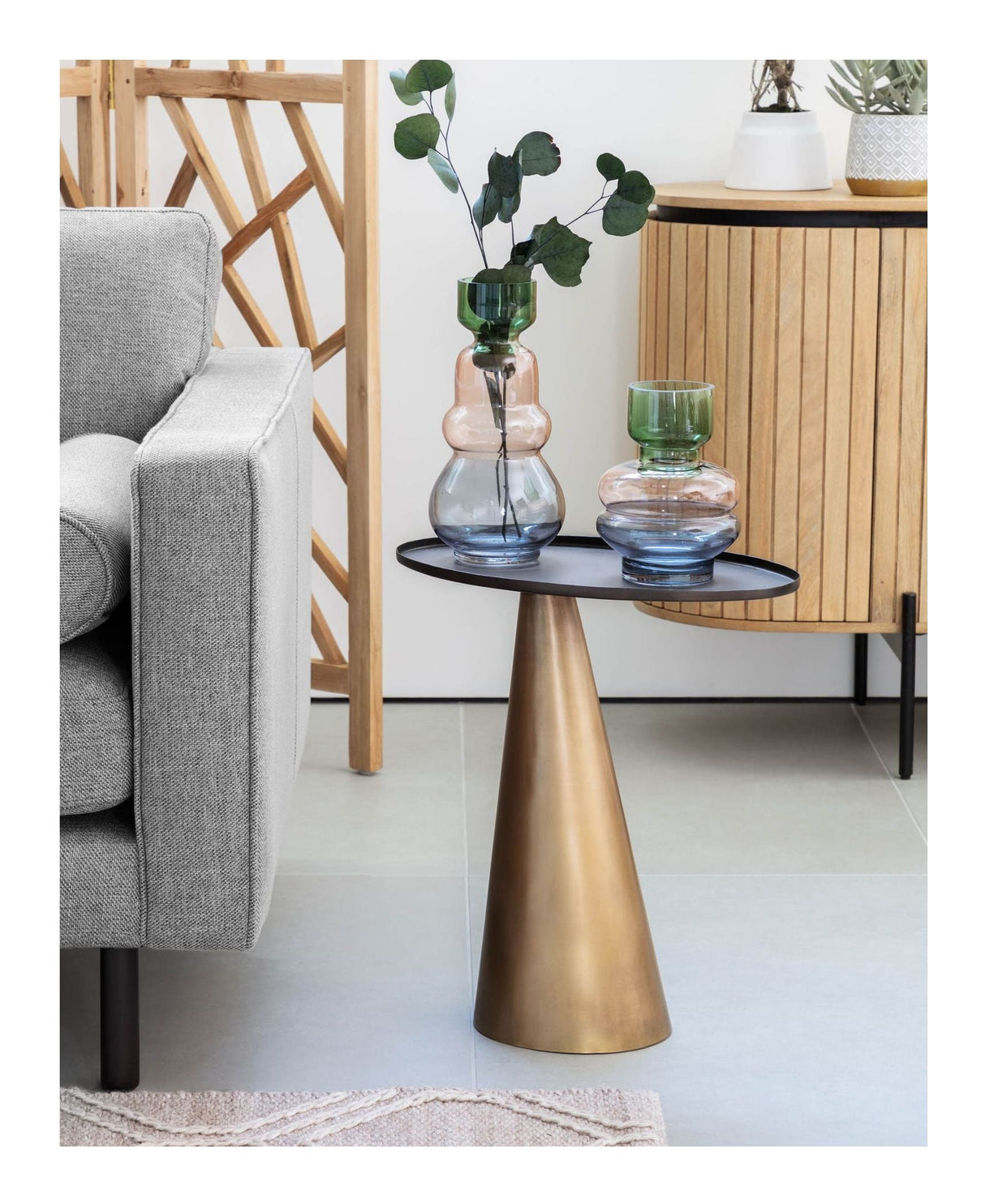 Liliane Side Table, Gold Metal, 46x28