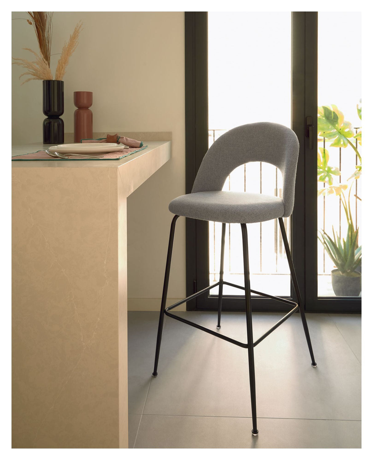 Mahalia Barstool H:63, Light gray