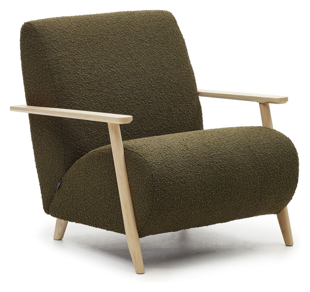 Meghan Armchair with armrests in nature, Green Fleece