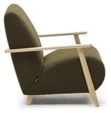 Meghan Armchair with armrests in nature, Green Fleece