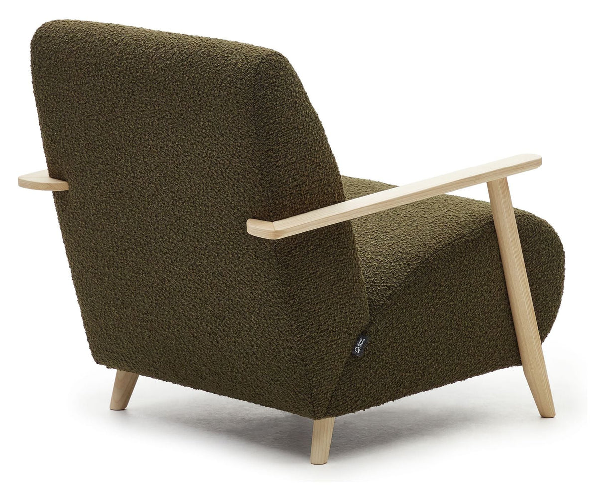 Meghan Armchair with armrests in nature, Green Fleece