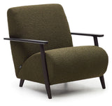 Meghan Armchair with armrests in black, Green Fleece