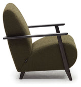 Meghan Armchair with armrests in black, Green Fleece