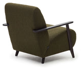 Meghan Armchair with armrests in black, Green Fleece