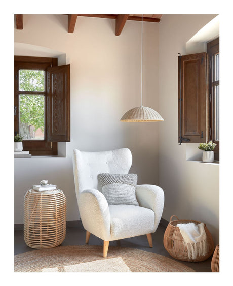 PATIO Armchair, White Bouclé