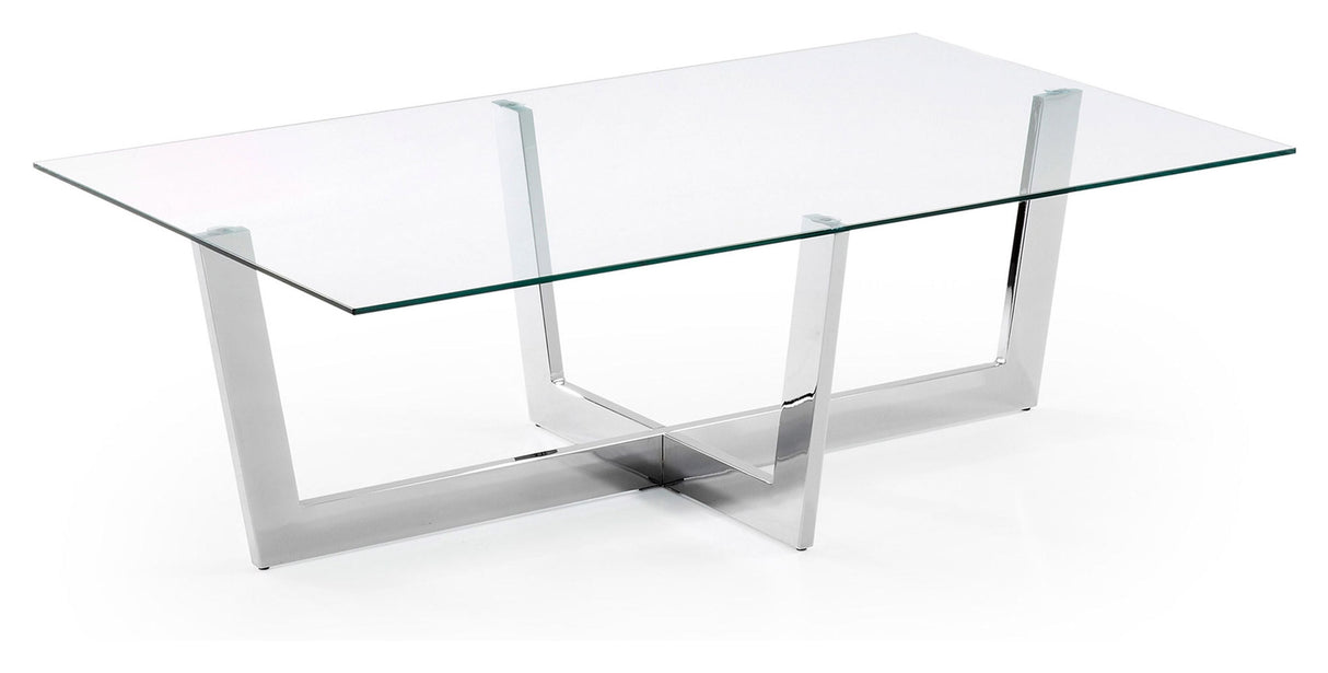 PLAM Coffee table, Tempered glass, 120x70, Silver