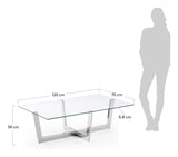 PLAM Coffee table, Tempered glass, 120x70, Silver