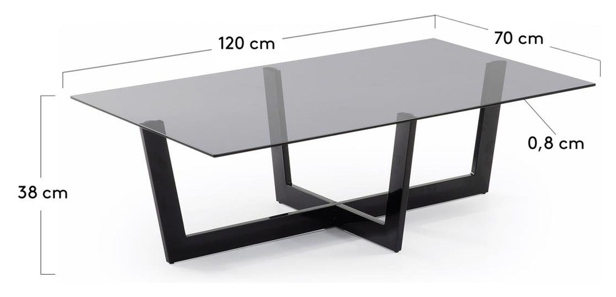 PLAM Coffee table, Tempered glass, 120x70, Black