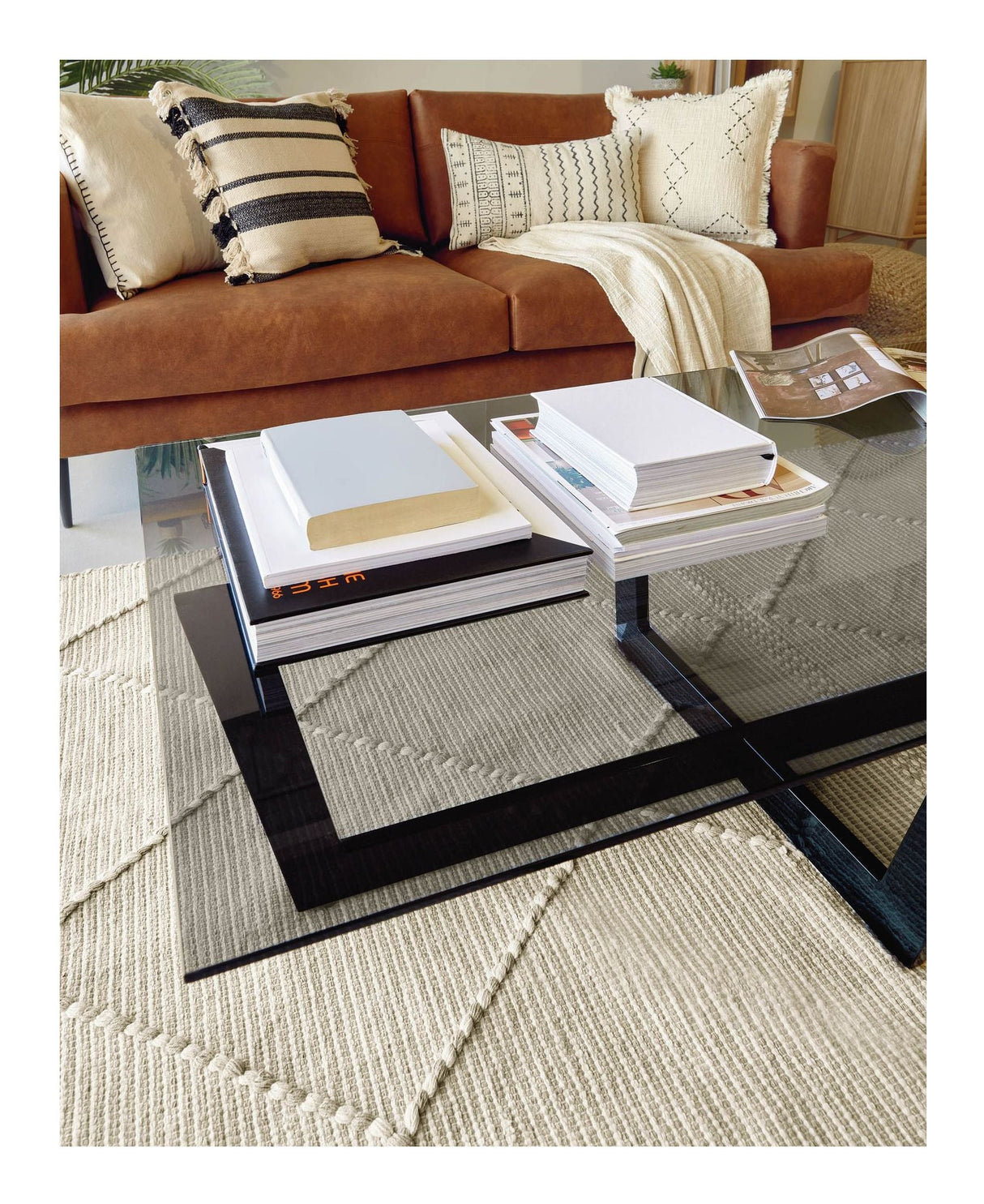 PLAM Coffee table, Tempered glass, 120x70, Black