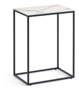 Rewane Side Table, White Stone / Ceramics, 45x30