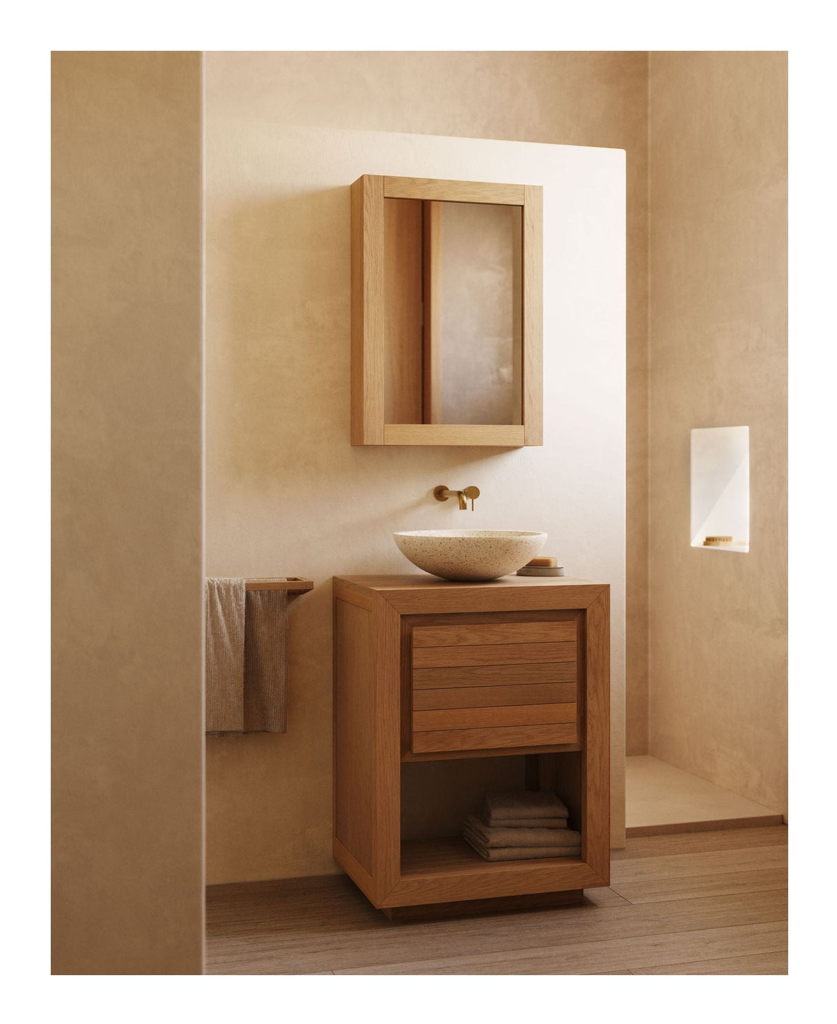 SAULA Base cabinet for bathroom, Nature, 60x45x80