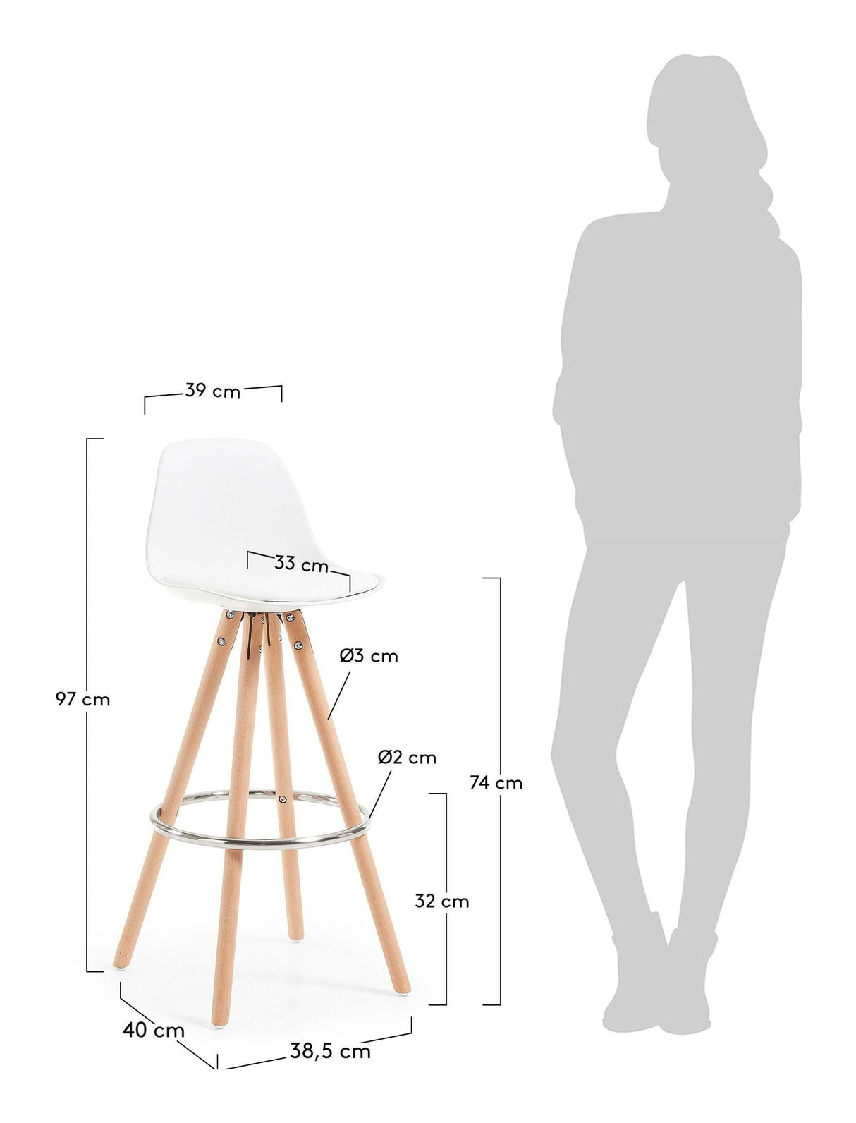 SLAD Barstool, White, H:74