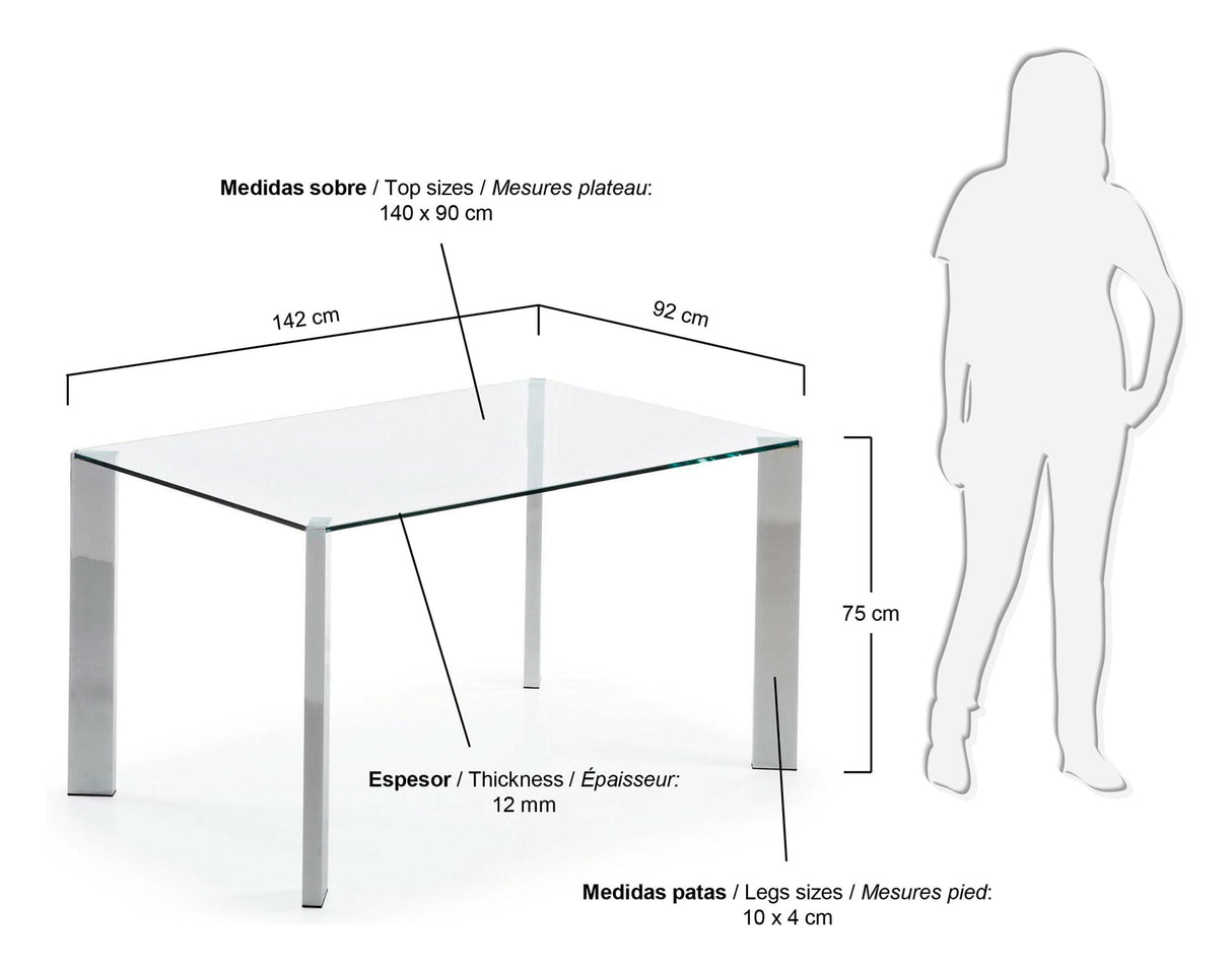 SPOT Dining table, Tempered glass, 142x92