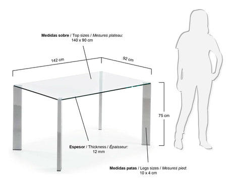 SPOT Dining table, Tempered glass, 142x92