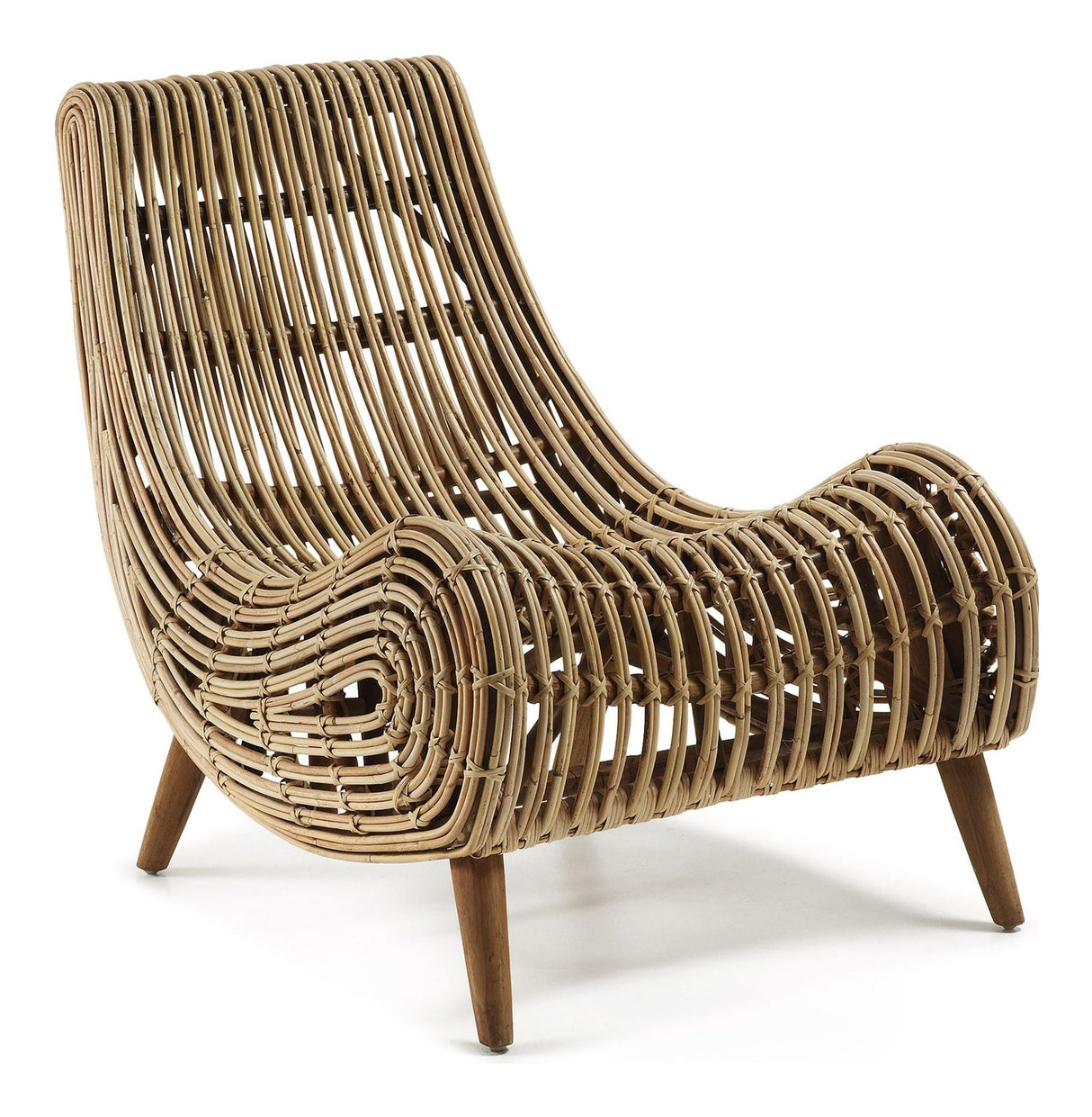 TIKA Armchair, Rattan with mahogany legs