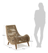 TIKA Armchair, Rattan with mahogany legs