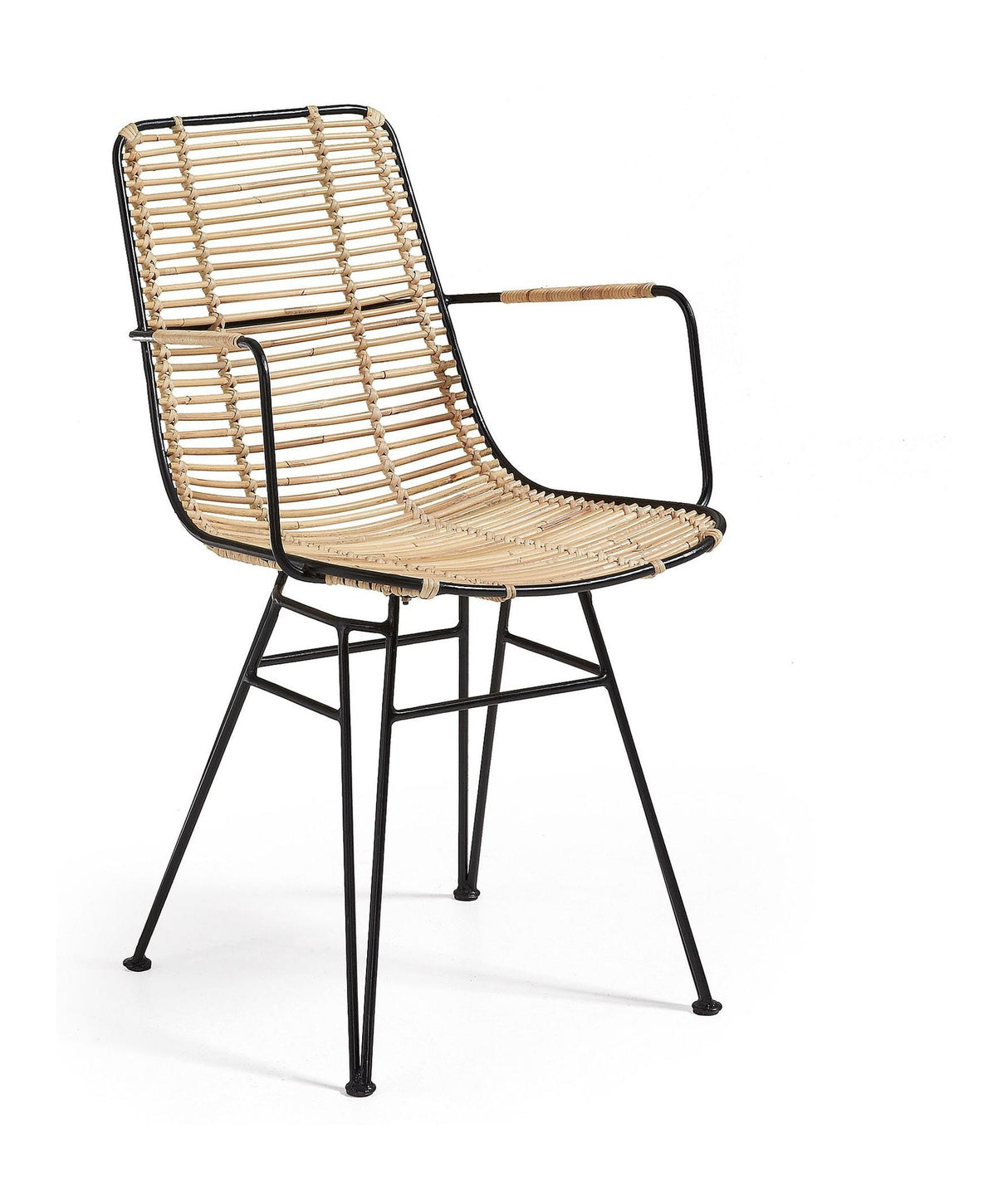 TISHANA Dining chair with black legs, Rattan