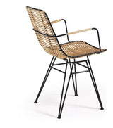 TISHANA Dining chair with black legs, Rattan