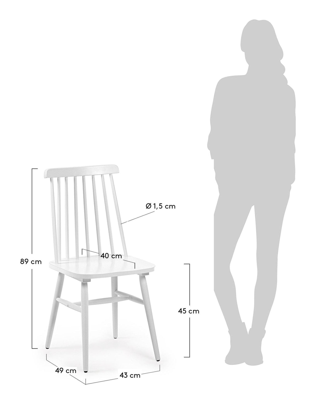 TRESSIA Dining chair with white lacquer, MDF and solid rubber