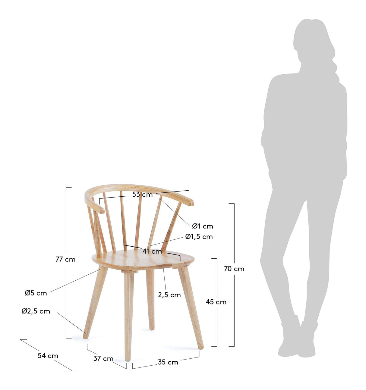 TRISE Dining chair, Natural lacquer