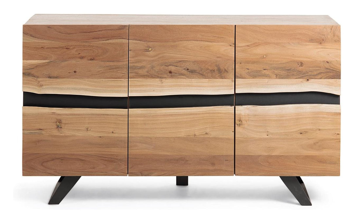 Uxia sideboard in solid acacia wood with 3 doors, 148x85