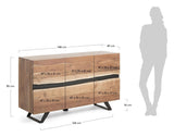 Uxia sideboard in solid acacia wood with 3 doors, 148x85