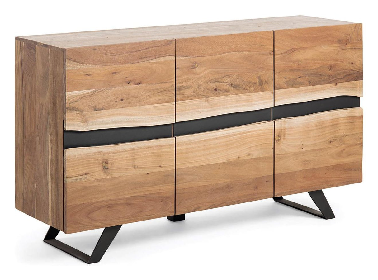 Uxia sideboard in solid acacia wood with 3 doors, 148x85