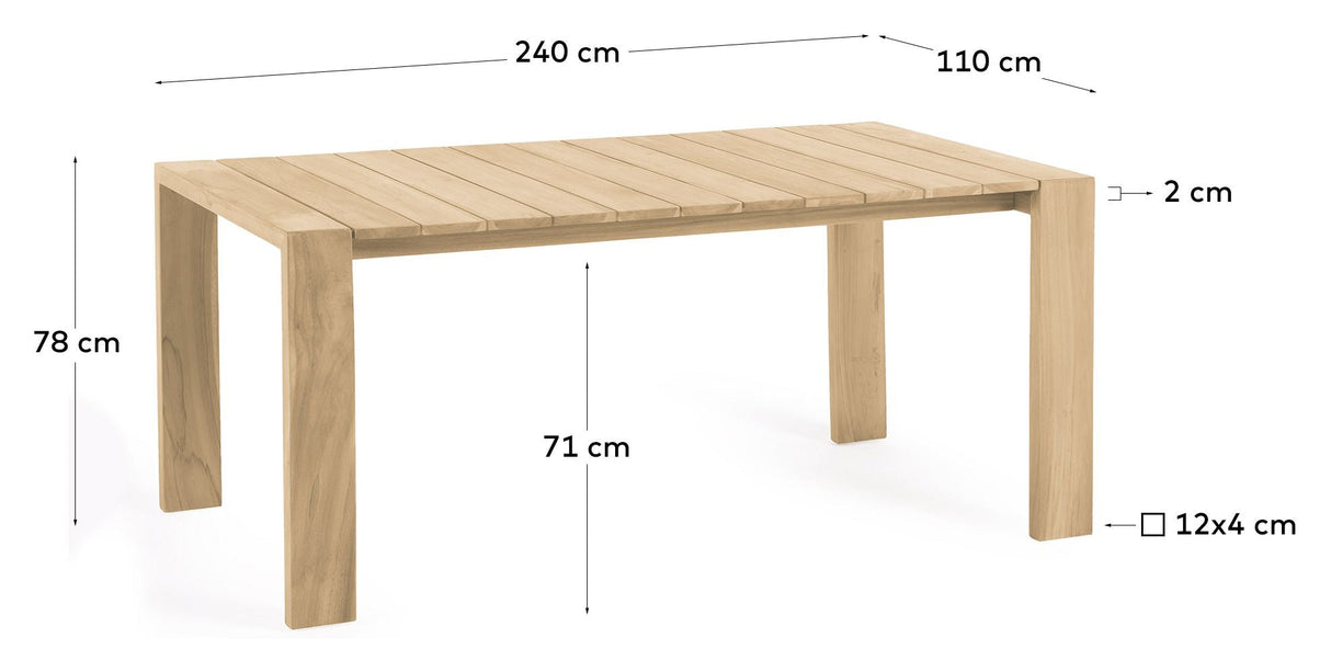 Victoire Garden Table, Solid teak, 240x110