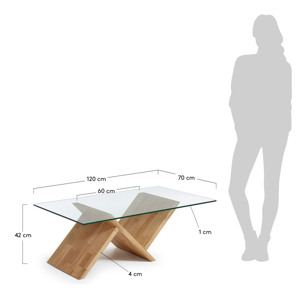 WALEY Coffee table, Nature, Tempered glass, 120x70