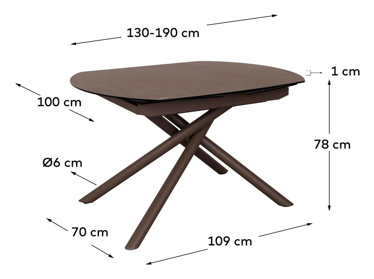 Yodalia Extendable table, Brown ceramic, 130x100