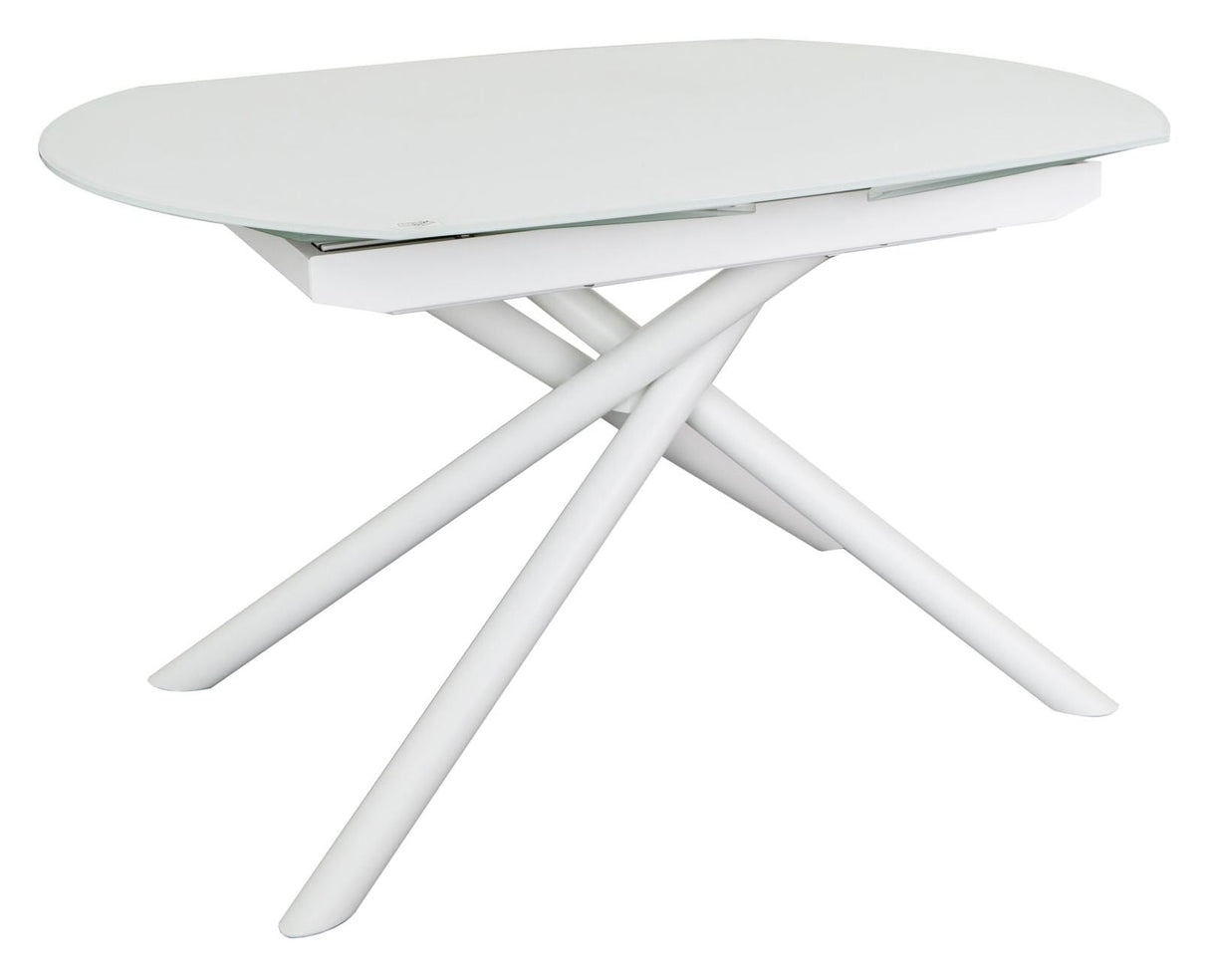 Yodalia Retractable table, White glass and MDF, 130x100