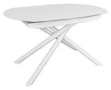 Yodalia Retractable table, White glass and MDF, 130x100