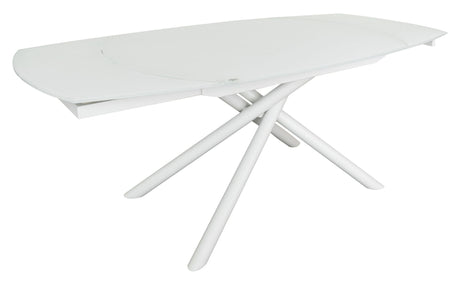 Yodalia Retractable table, White glass and MDF, 130x100