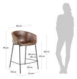 Yvette Barstool, Brown synthetic leather, H:65