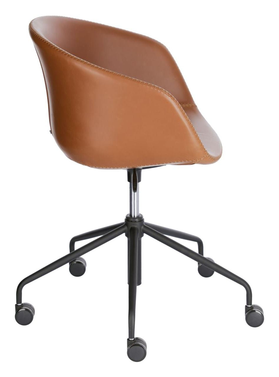 Yvette Office chair with wheels, brown leatherette