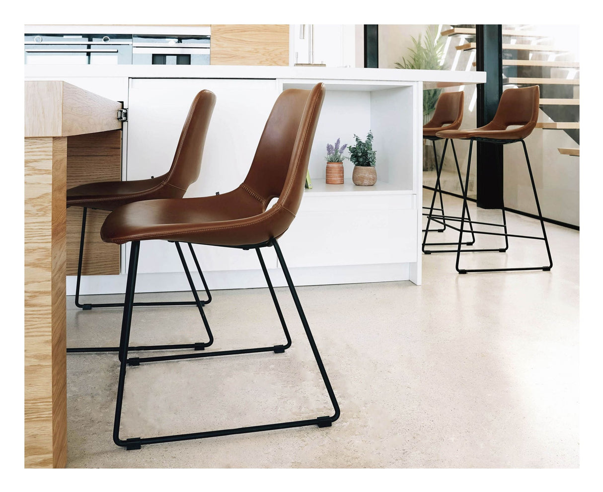 Zahara Bar stool, Brown PU leather, H:65