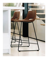 Zahara Bar stool, Brown PU leather, H:65