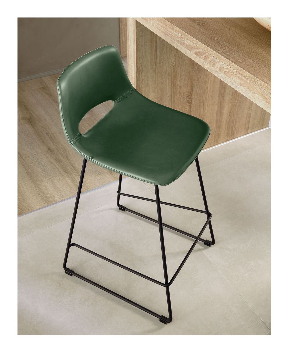 Zahara Bar stool, Green PU leather, H:65