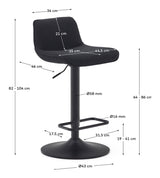 ZEND Bar stool with turn, Black, H:85