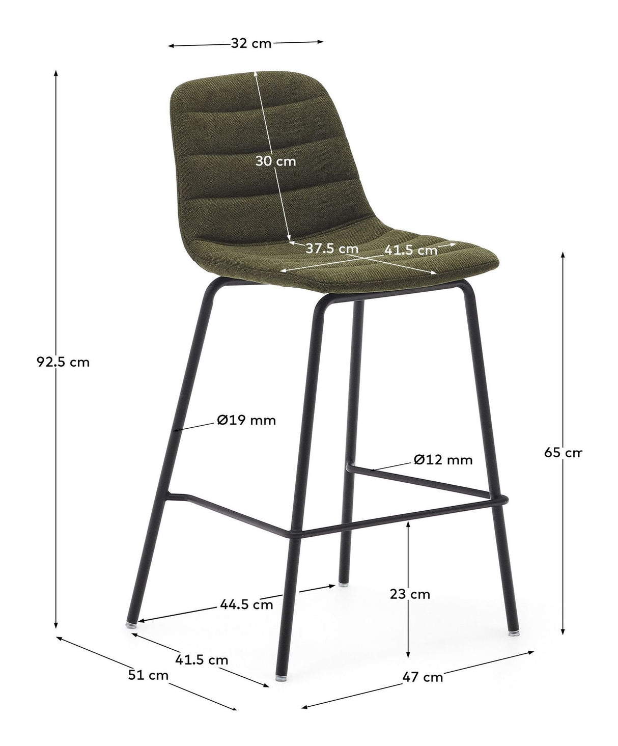 ZUNILDA Bar stool, Green, H:65