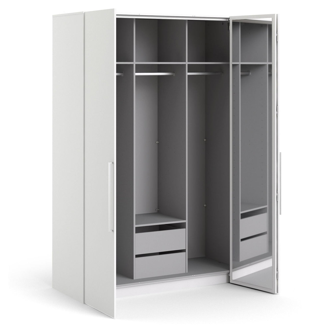 Larvik Wardrobe with 3 doors and mirror - Mat White