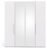 Larvik Wardrobe with 4 doors and mirror - Mat White