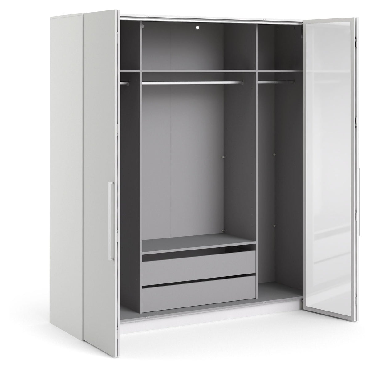 Larvik Wardrobe with 4 doors and mirror - Mat White