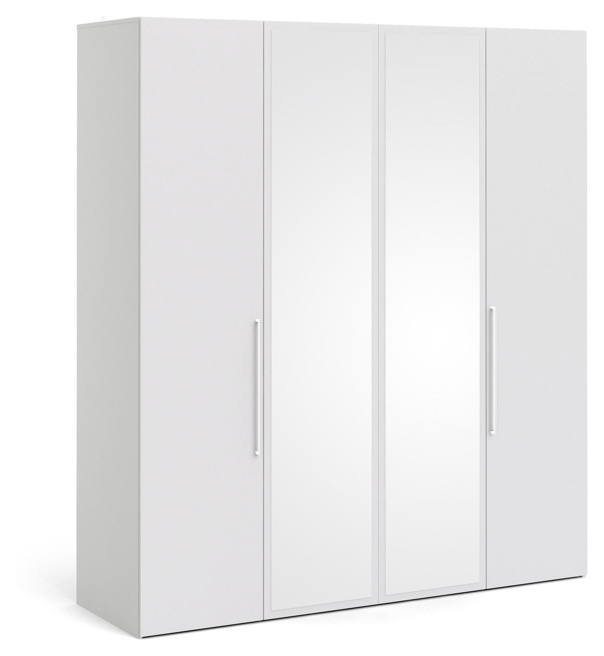 Larvik Wardrobe with 4 doors and mirror - Mat White