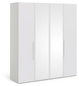 Larvik Wardrobe with 4 doors and mirror - Mat White